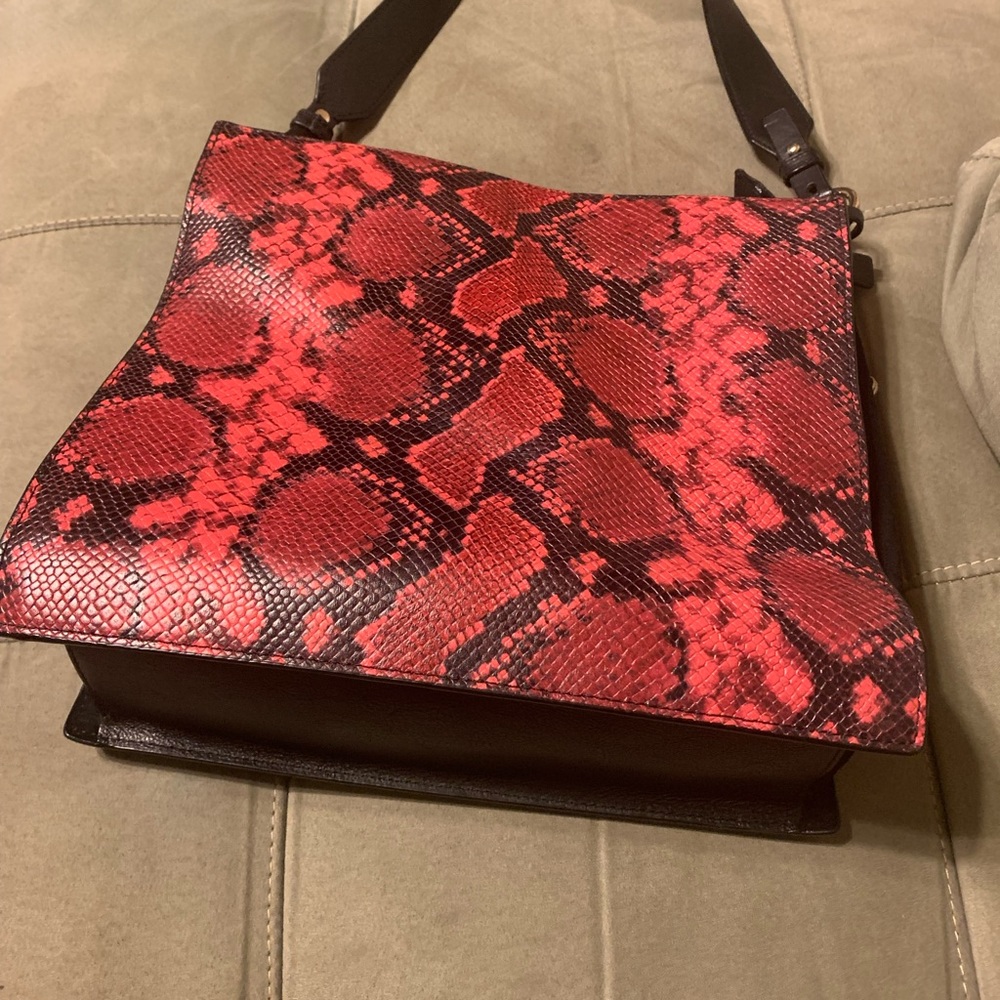 Vince Camuto Leather multi compartment crimson python look